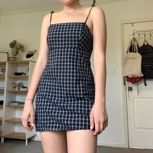 Gingham navy blue dress